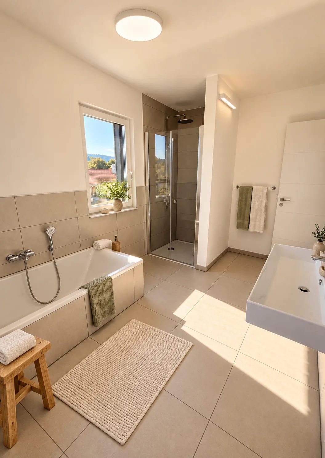 Haus Nr. 8 – Badezimmer, Einrichtungsbeispiel, KI-modifiziert